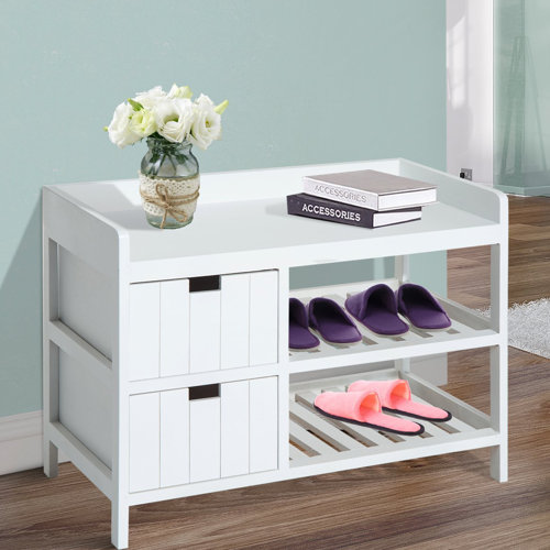 Homcom Hallway 2 Tier Wooden Shoe Storage Bench & Reviews | Wayfair.co.uk